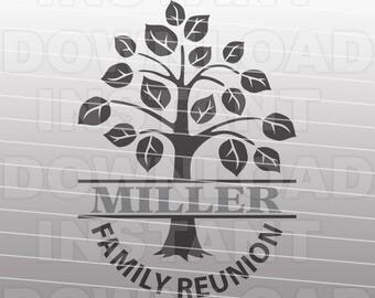 Family Reunion SVG File,Name Monogram Family Tree SVG File -Commercial & Personal Use-Vector Art Cricut,Silhouette Cameo,Heat Transfer vinyl