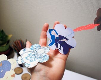 My sad heart - paper flowers garland - handmade
