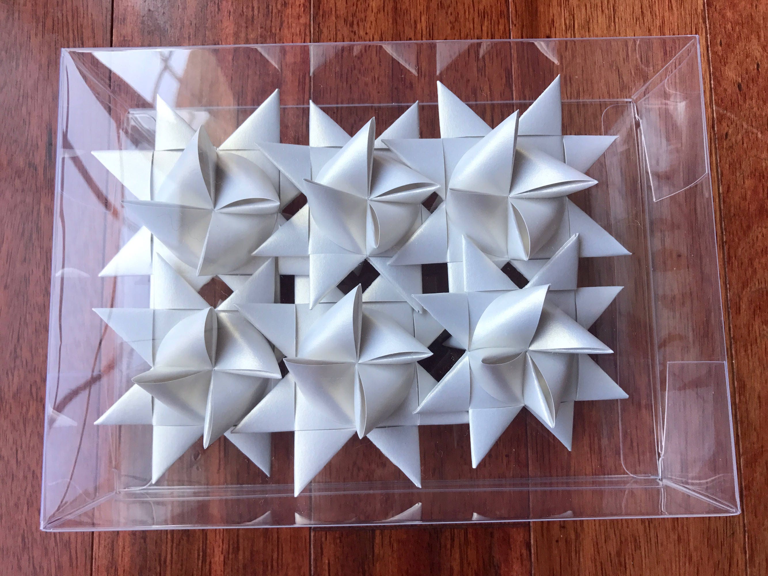 German Paper Origami Star Ornament Sculpture 3 inch Shimmer