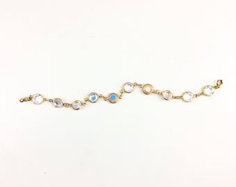 Vintage Swarovski Iridescent Bezel Crystal Bracelet
