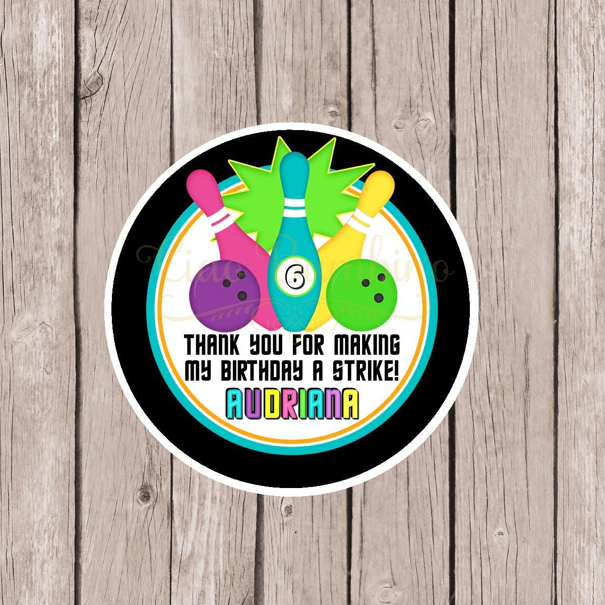 PRINTABLE GLOW Bowling Favor Tags / Print Your Own Bowling
