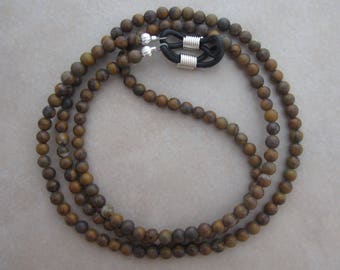 chrysanthemum stone eyeglass chain holder silver ends