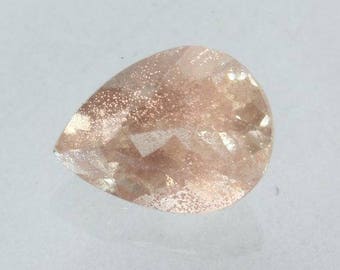 Oregon Sunstone Light Peach Faceted 6x5mm Pear Copper Shiller Gemstone .52 carat