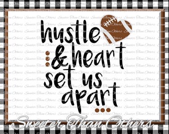 Football SVG Hustle and Heart Svg Football pattern Vinyl Design SVG DXF Silhouette Cameo Cricut Instant Download Football Design