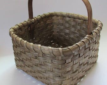 Square Market Basket, Handwoven Basket, Farmhouse Style Basket