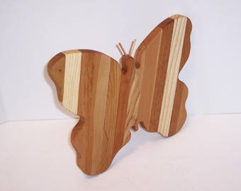 Butterfly Cheese Cutting Board Handcrafted from Mixed Hardwoods