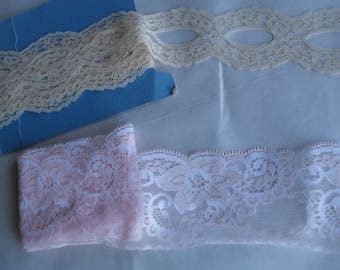 Off White and Pink Flat Laces Vintage