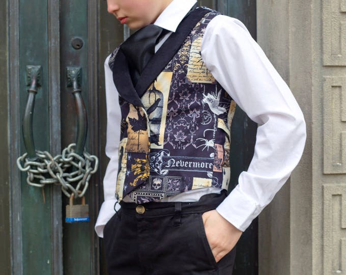 Steampunk Clothes - Double Breasted Vest - Boys Holidays - Ring Bearer - Edgar Allen Poe - Steampunk Wedding - Toddler - 2T to Adult