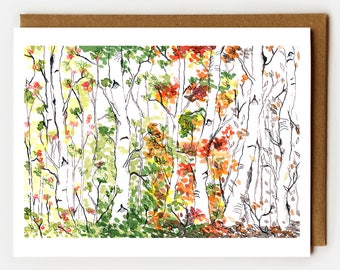 Sympathy Card, Empathy, Loss of Loved One, Loss of Mother, Funeral Card, Modern Sympathy Card, Trees, Woodland, Birch Forest, Four Seasons
