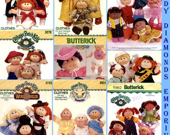 10 Cabbage Patch Kids Doll Clothes Sewing Patterns U-PICK Butterick 3151, 3152, 3270, 3387, 3728, 6736, 6827, 6935, 6980 Mostly 1980's