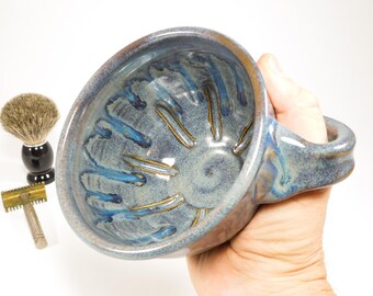 Wet Shave Dish - Pottery Wetshave Mug for Left-Handed Guys - Wetshave Dish - Wetshave Mug - Shave Mug - Clay Shaving Dish - In Stock
