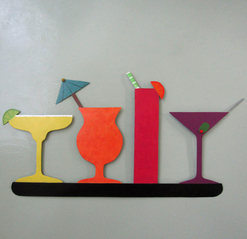 Metal Wall Art Cocktail Sculpture Kitchen Wall Art Decor
