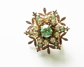 Vintage Green Rhinestone Pin
