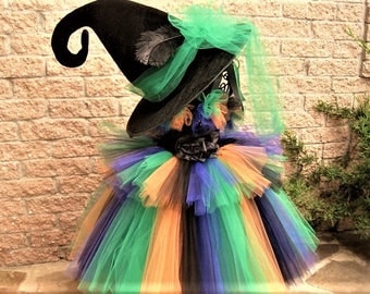 WACKY WITCH COSTUME - Halloween Costume - Witch Costume - Black and Green Witch - Dress up Witch - Striped Witch Costume - Treat or Treat -