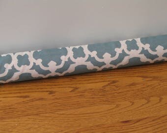Door Draft Stopper, Window Draft Excluder, Door Snake, Blue Fretwork