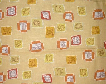 GOLD MUSIC NOTES CREAM BACKGROUND COTTON FABRIC FQ OOP