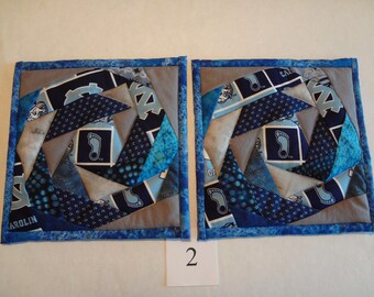 North Carolina Tar Heels potholders-quilted pair#2