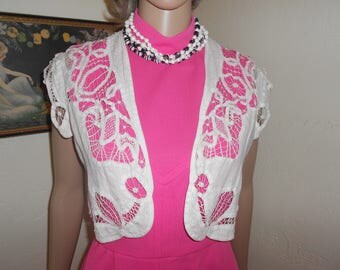 White Cotton Cutwork Bolero