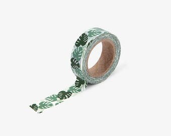 Monstera printed Korean washi tape for scrapbooking, decorations (15mm x 10m)