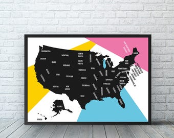 United States Wall Art us map poster | etsy United States Wall Art us map poster | etsy