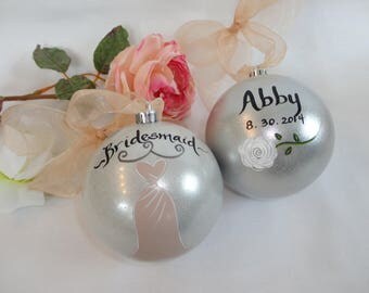 Hand Painted Bridesmaid Ornaments - Bridesmaid Gifs - "PICK YOUR DRESS Color!" - Wedding Ornament - Bridal Party Gifts, Bridesmaid Gifts
