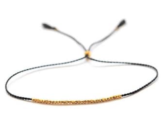 SALE Delicate gold bracelet. Silk bracelet. Friendship bracelet