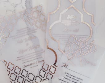 Angela Moroccan Invitation Suite | Translucent Vellum with Gold Foil {customizable}