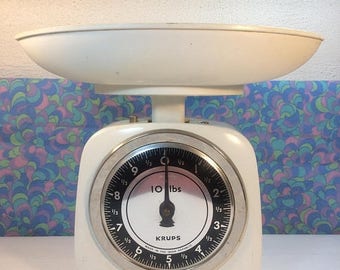 SALE 50% OFF Vintage Retro Krups Kitchen Scales White 1970s 10 lb Working Campervan Prop etc