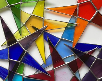 Name Your Star- personalized stained glass star, choose your color, engrave a name, 9 inch star