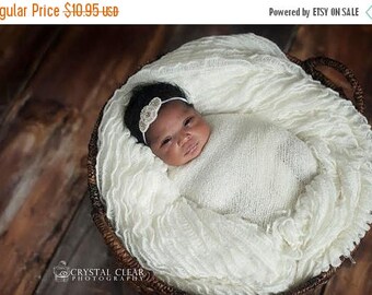 ON SALE Pearl and Rhinestone headband, newborn headband, halo headband, newborn photography prop, bling headband