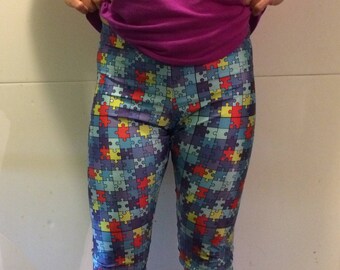 Puzzle pieces spandex leggings