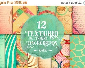 80% Off SALE Digital paper pack - Digital paper - Instant download - 12 Digital Papers - Africa - Scrapbook paper