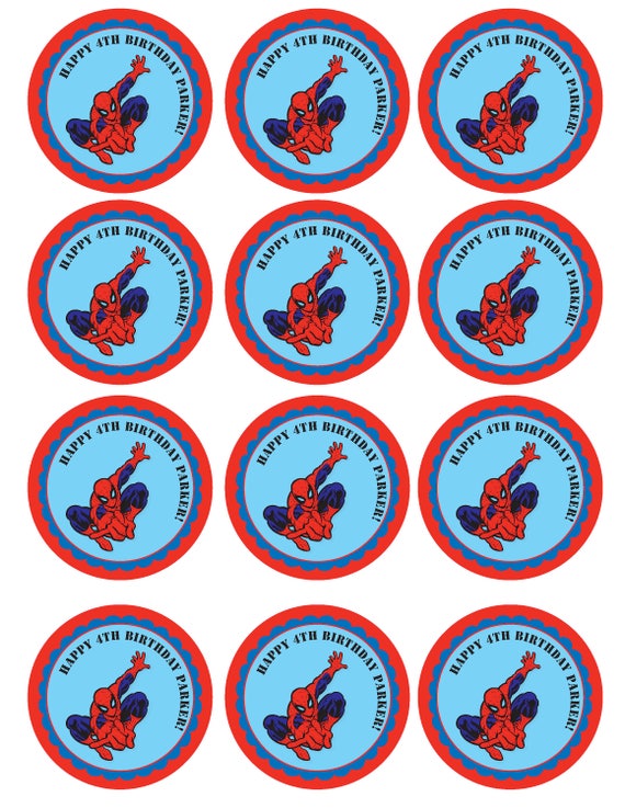 Spiderman Printable Cupcake Toppers or Tags