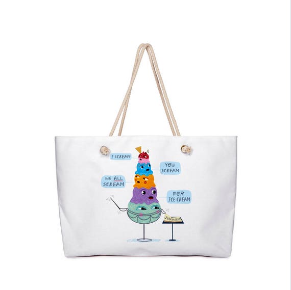 I Scream, You Scream, We All Scream for Ice Cream - Weekender Bag with Rope Handles - 24" x 16" by Oliver Lake - iOTA iLLUSTRATiON
