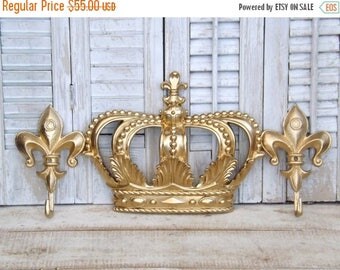 ON SALE Gold Canopy Crown~Crib Canopy Crown and Hook Set~Nursery Wall Decor~Princess Crown~Crown and