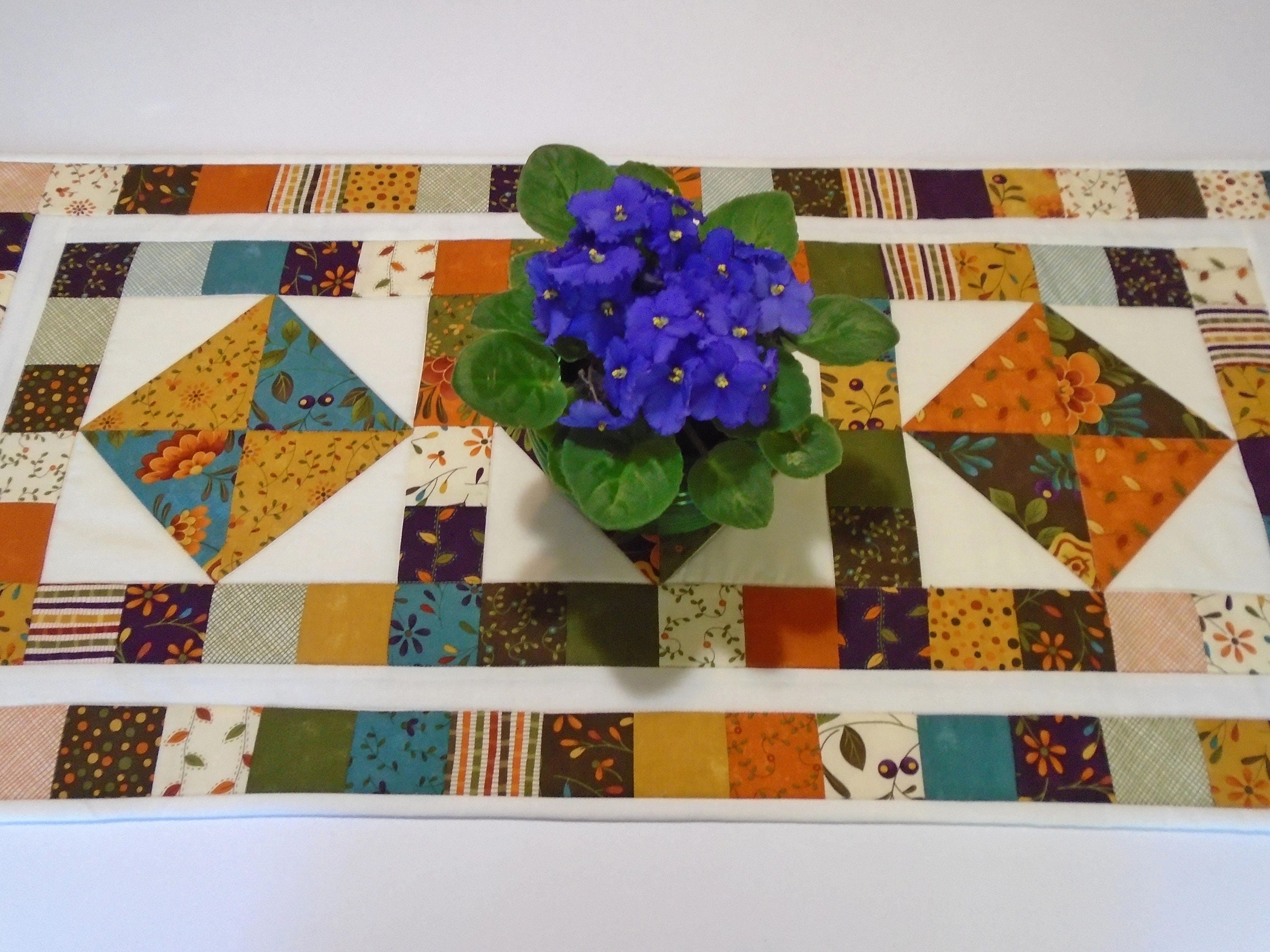 Quilted Table Runner in Fall Autumn Colors Fall Quilted Table