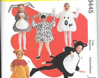McCalls 8445 Kids Costume Ghost Bear Bunny Dalmation Halloween Sewing Pattern Childs Size 7, 8
