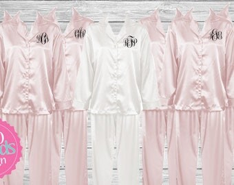 Bridesmaid Gift Bridesmaid Satin Pajamas Bridesmaid Pajama Set, Monogrammed Pajamas, Personalized Pajamas, Embroidered Pajamas, Wedding Pj's