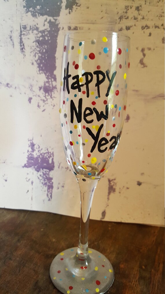 Happy New Year champagne flute