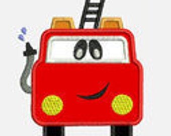 Fire Truck ...Embroidery Applique Design...Three sizes for multiple hoops...Item1559...INSTANT DOWNLOAD