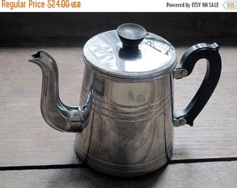 Circa 1930 , French antique coffee pot chromed metal, lovely trim , bakelite handle