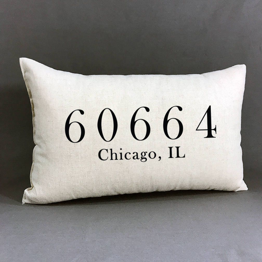 Personalized Zip Code Pillow Housewarming Gift Zip Code