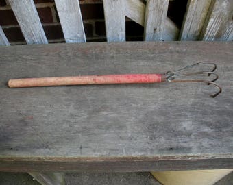 vintage garden rake 3 prong cultivator hand tool red wood handle garden shed yard art - Garden Sheds Easton Pa vintage garden rake 3 prong cultivator hand tool red wood handle garden shed yard art - Garden Sheds Easton Pa