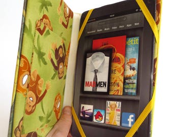 Tablet Case Made From Vintage Nancy Drew Book, Monkey Print Lining, Fits Kindle Fire, HD6, Paperwhite, Voyage, Galaxy Tab, Nexus 7, LG Pad