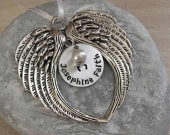 Memorial Ornament, Miscarriage, Infant Loss, Christmas Ornament, Keepsake Ornament, Loss of loved one, In memory of, Angel Wing Ornament