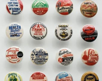 SUMMER SALE Vintage milk bottle cap cabinet door knobs 1 1/2 inches 6 knobs