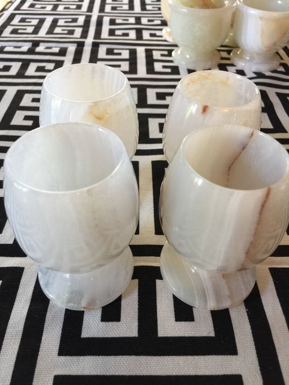 white marble glasses