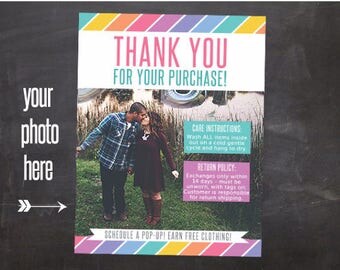 Thank You Card CUSTOM photo for fashion consultant retailer boutique customers care card return policy