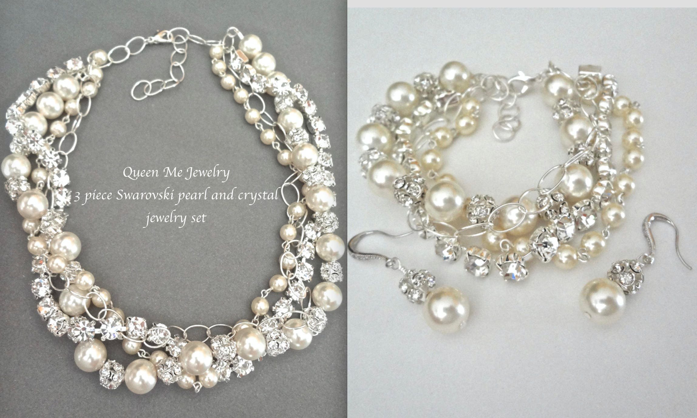 Pearl jewelry set Twisted Layered 3 piece jewelry set