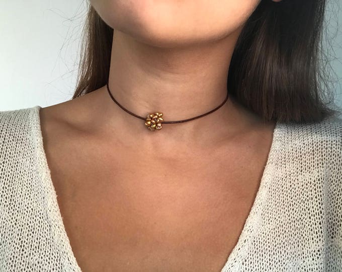 Pearl choker, pearl necklace, leather Choker, leather necklace, women choker, Choker for Women, pearl leather Choker, pearl necklace